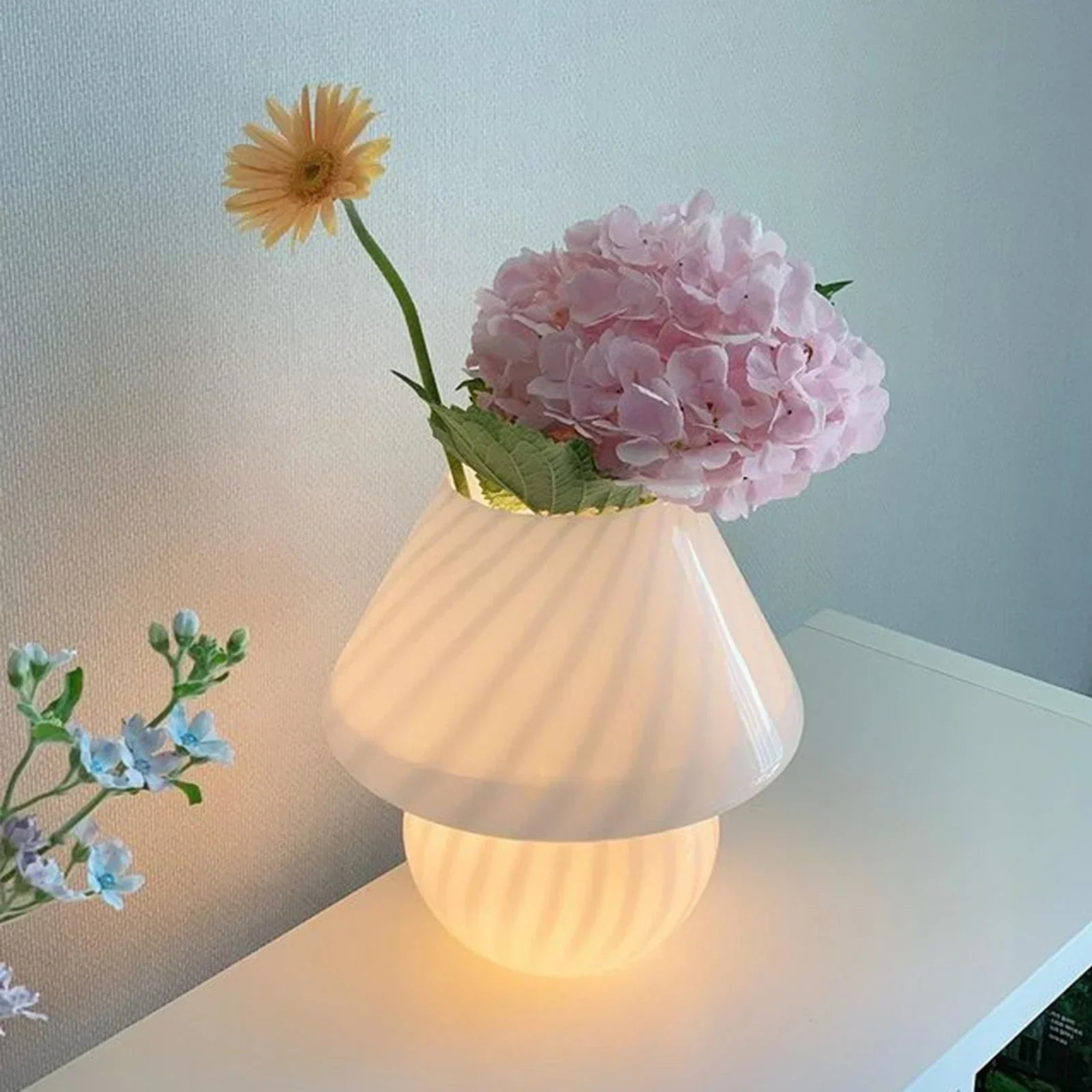 Glass Desk Lamp with Warm LED Light and Scandinavian Design