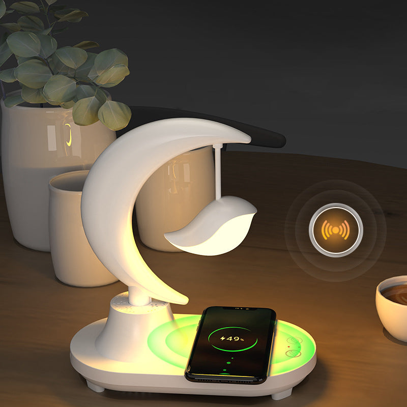 Star and Bird Table Lamp with Bluetooth Speaker & Wireless Charging – Rechargeable LED