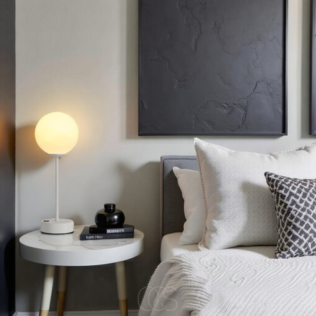 Sera – Table Lamp with Spherical Shade & Warm LED Lighting