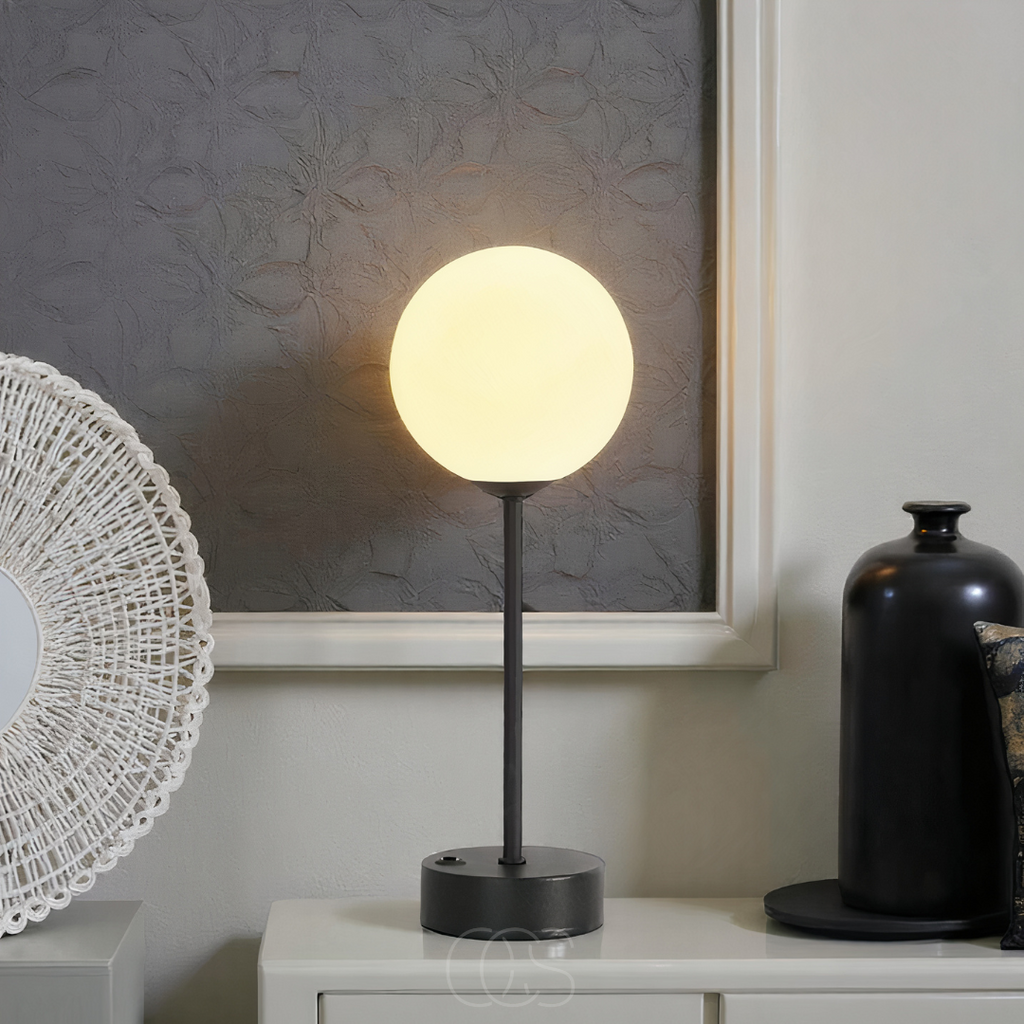 Sera – Table Lamp with Spherical Shade & Warm LED Lighting