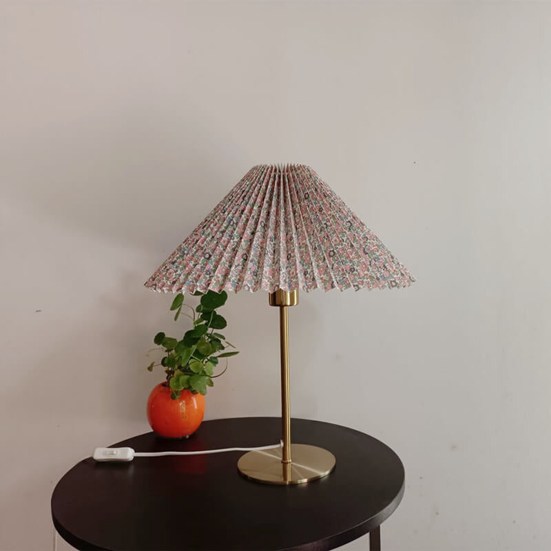 Modern Table Lamp – Metal & Fabric Shade, 3-Color Light, E26 Socket