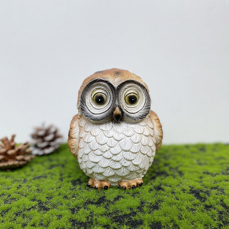 Decorative Owl Solar Garden Lamp – Brown/White – (1 LED)