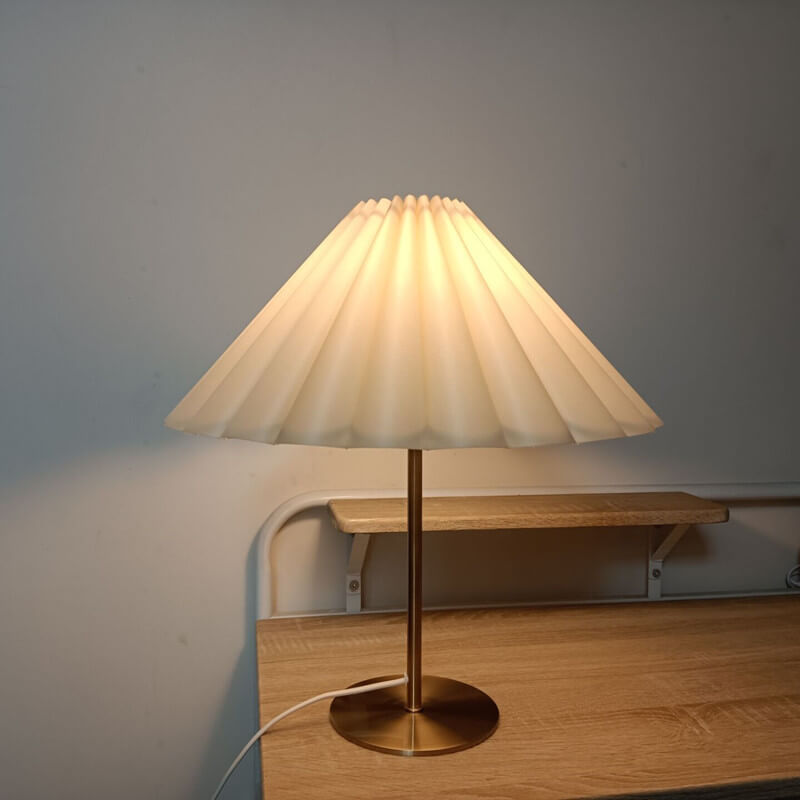 Modern Table Lamp – Metal & Fabric Shade, 3-Color Light, E26 Socket