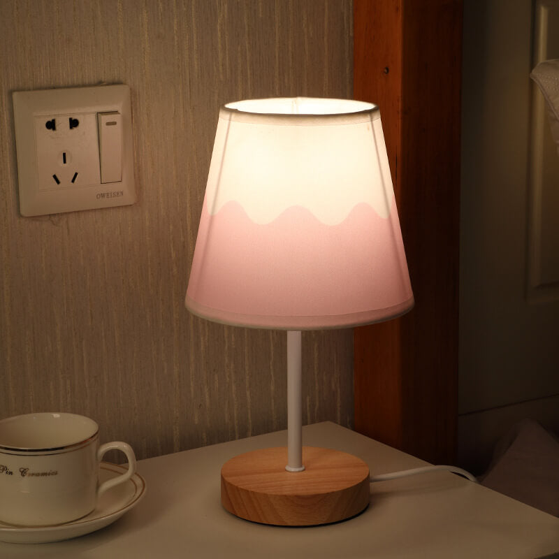 Scandinavian Modern Wooden Table Lamp with Integrated LED – USB Plug-In