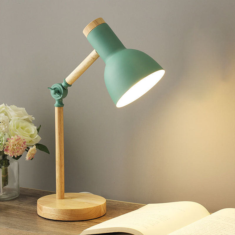 Scandinavian Table Lamp of Wood and Iron – Multiple Colors