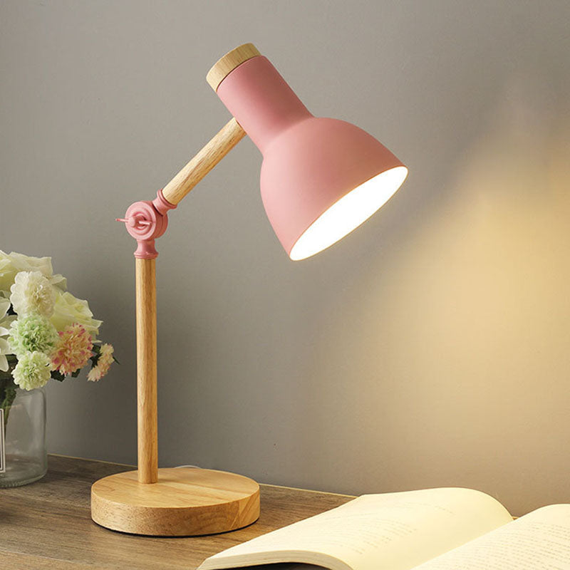 Scandinavian Table Lamp of Wood and Iron – Multiple Colors