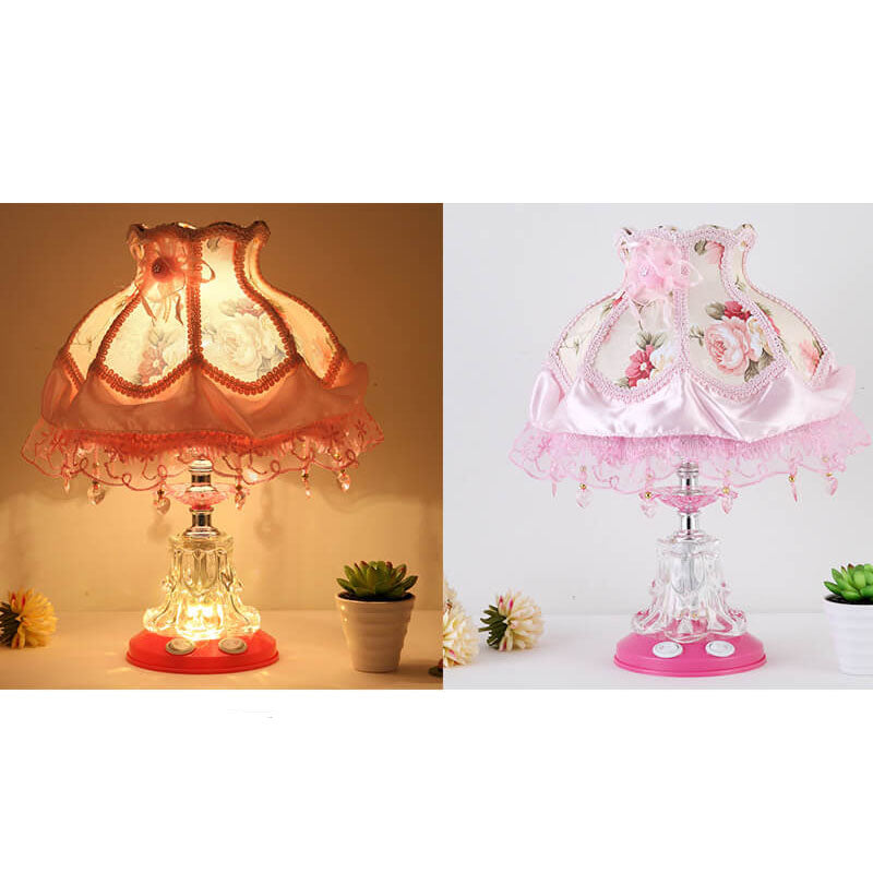 Modern Fabric Table Lamp – Glass & Textile, E26 Socket, 39 cm High