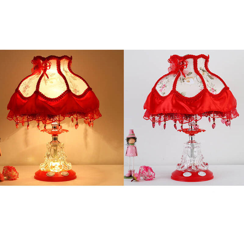 Modern Fabric Table Lamp – Glass & Textile, E26 Socket, 39 cm High