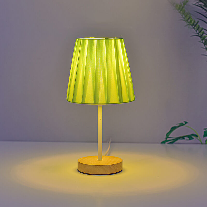 Scandinavian Modern Wooden Table Lamp with Integrated LED – USB Plug-In