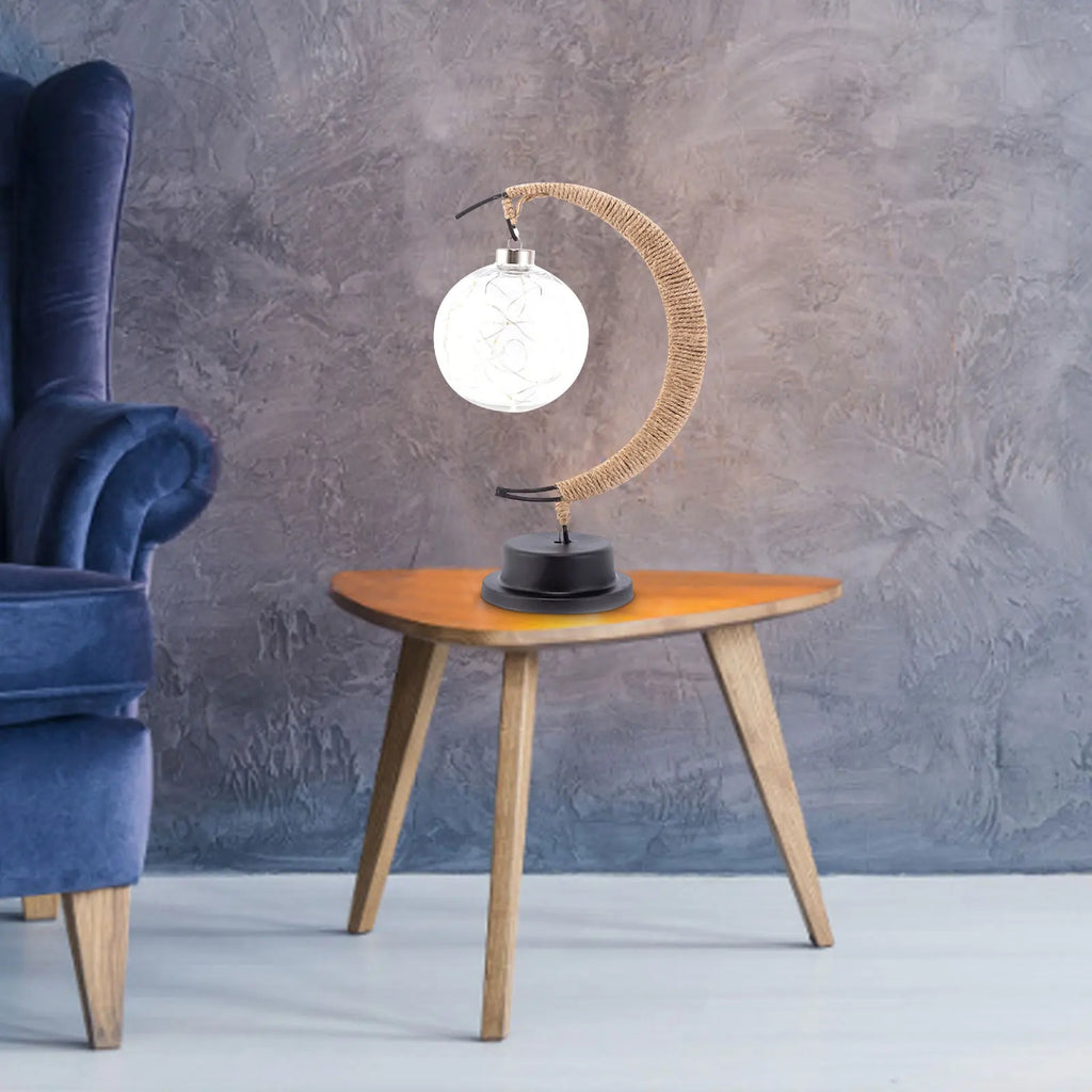 Cozy LED Glass Table Lamp with Warm Light in Moon Design