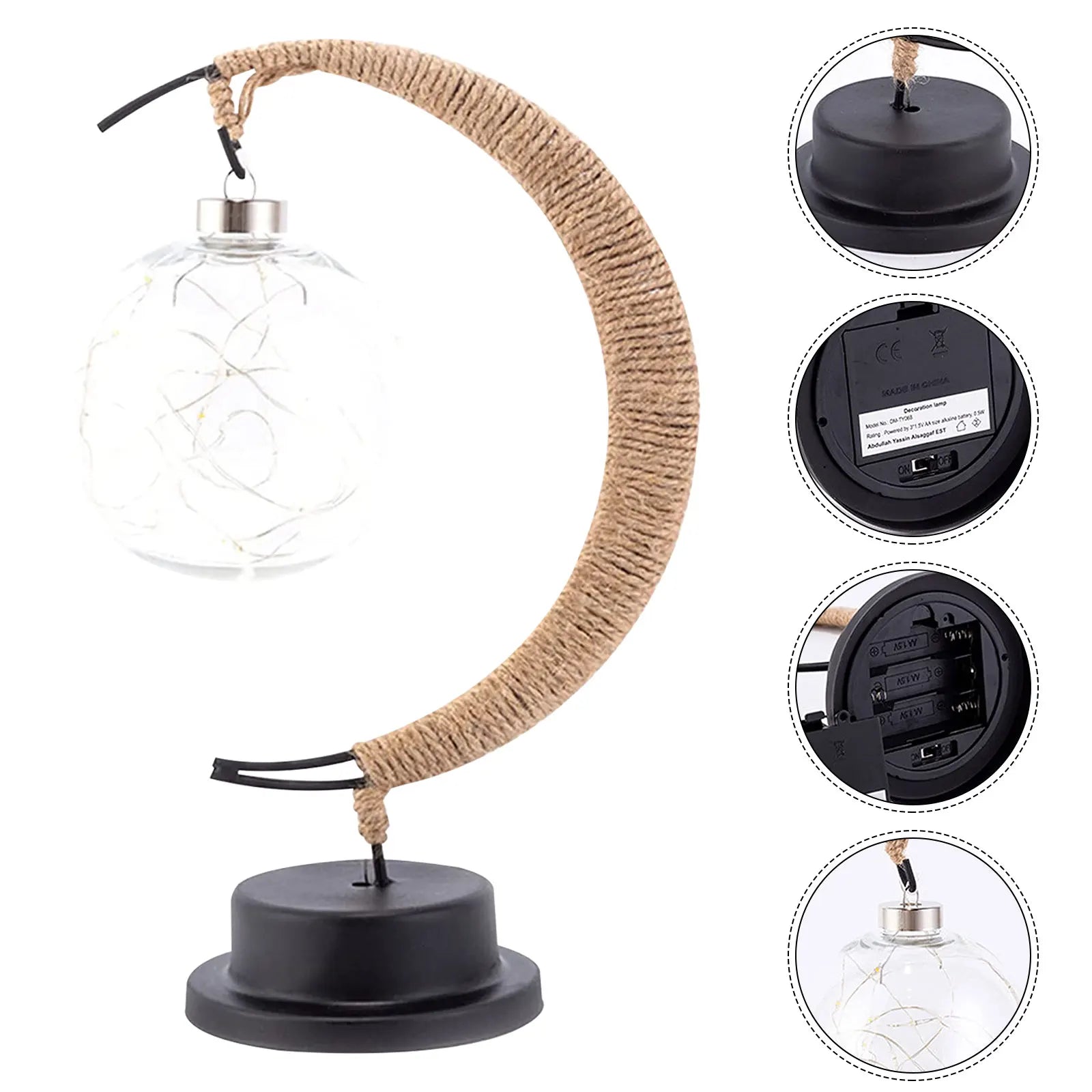 Cozy LED Glass Table Lamp with Warm Light in Moon Design