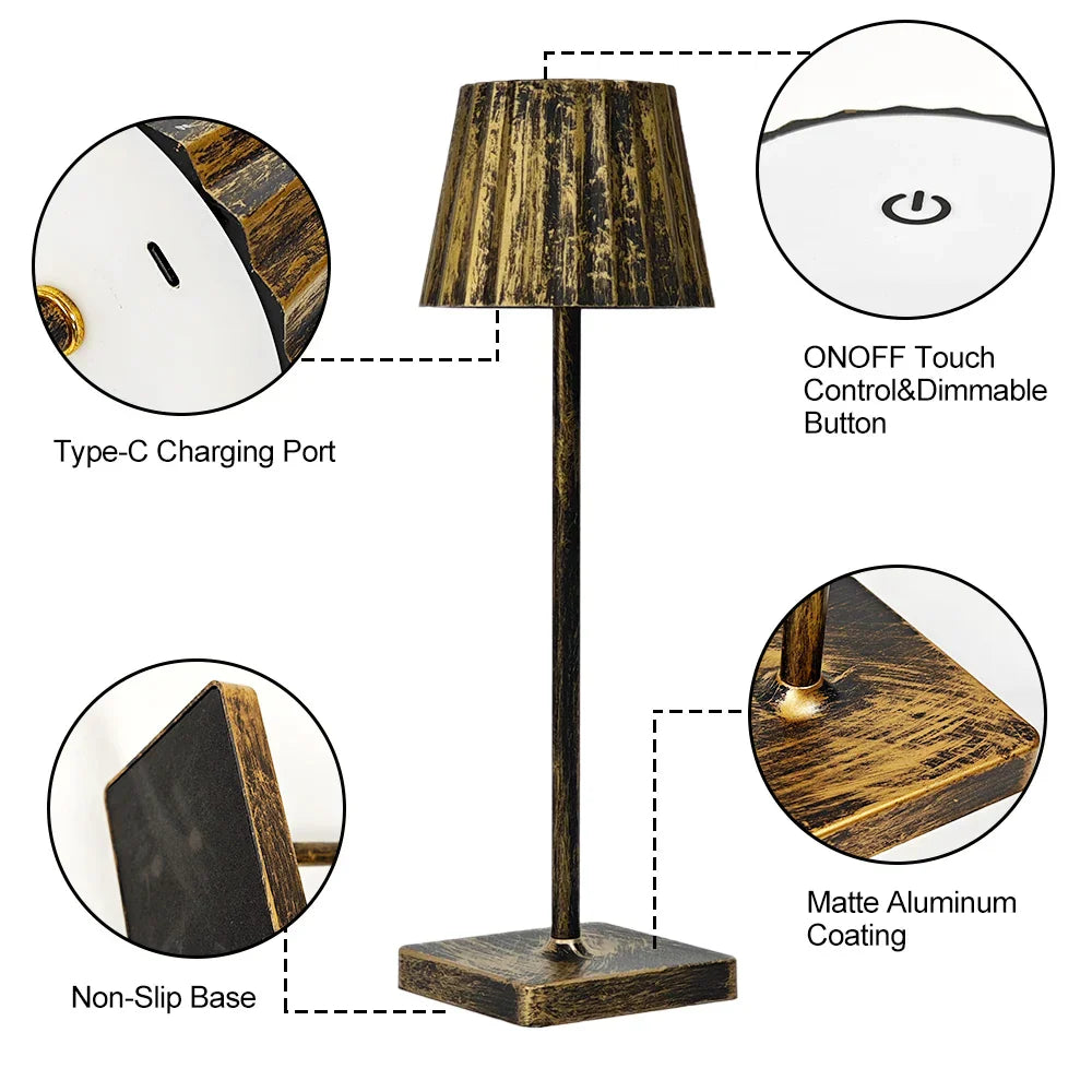 Mara – Rechargeable Classic Table Lamp with Pleated Shade & Dimmable LED