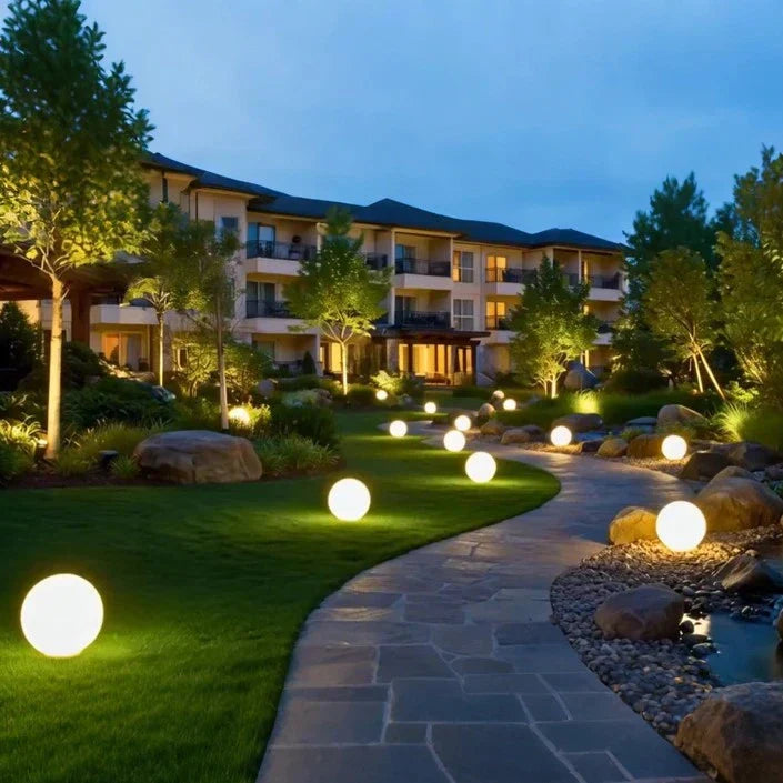 Spherical LED Garden Lamp for Outdoors with 16 Colors & Remote Control