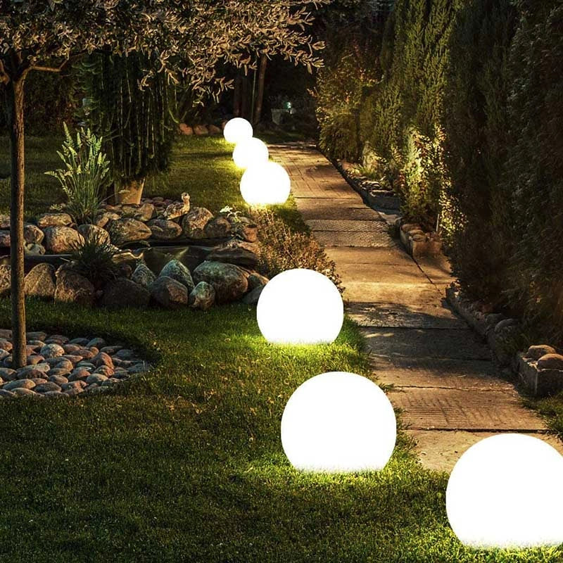 Spherical LED Garden Lamp for Outdoors with 16 Colors & Remote Control