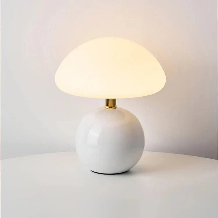 Mushroom Lamp in Ceramic & Matte Glass with Dimmable LED Lighting