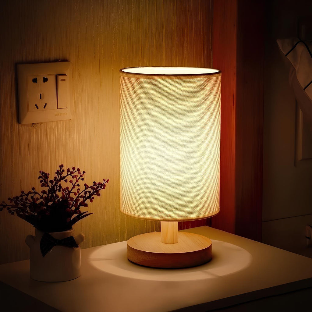 Organic Lamp Made of Wood & Linen with Remote Control
