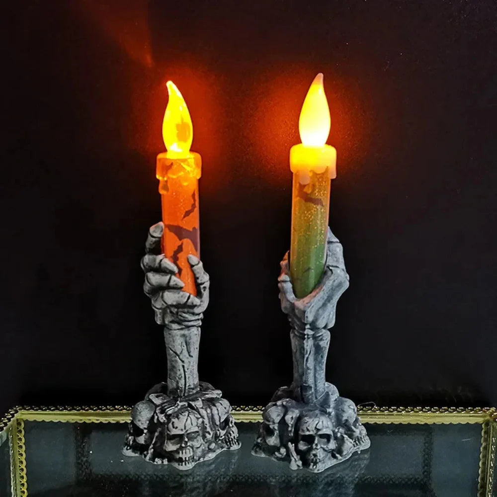 Halloween Decoration Skull Candle Holders Spooky Design