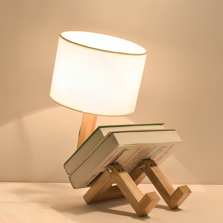 Scandinavian Table Lamp with Bookshelf