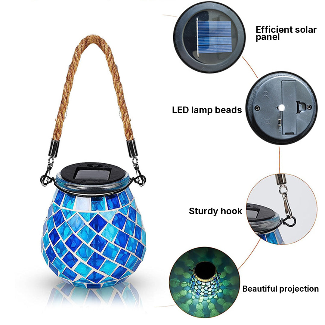 Handmade Colored Solar Outdoor Lamp – Stained Glass with Magical Light Play