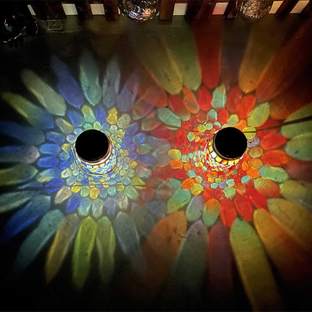 Handmade Colored Solar Outdoor Lamp – Stained Glass with Magical Light Play
