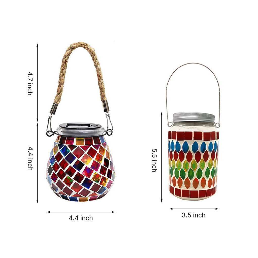 Handmade Colored Solar Outdoor Lamp – Stained Glass with Magical Light Play