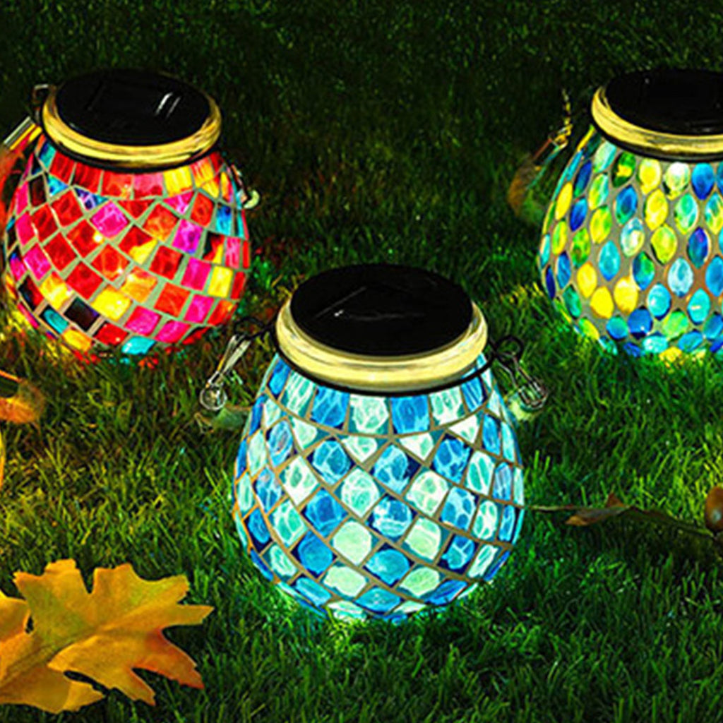 Handmade Colored Solar Outdoor Lamp – Stained Glass with Magical Light Play