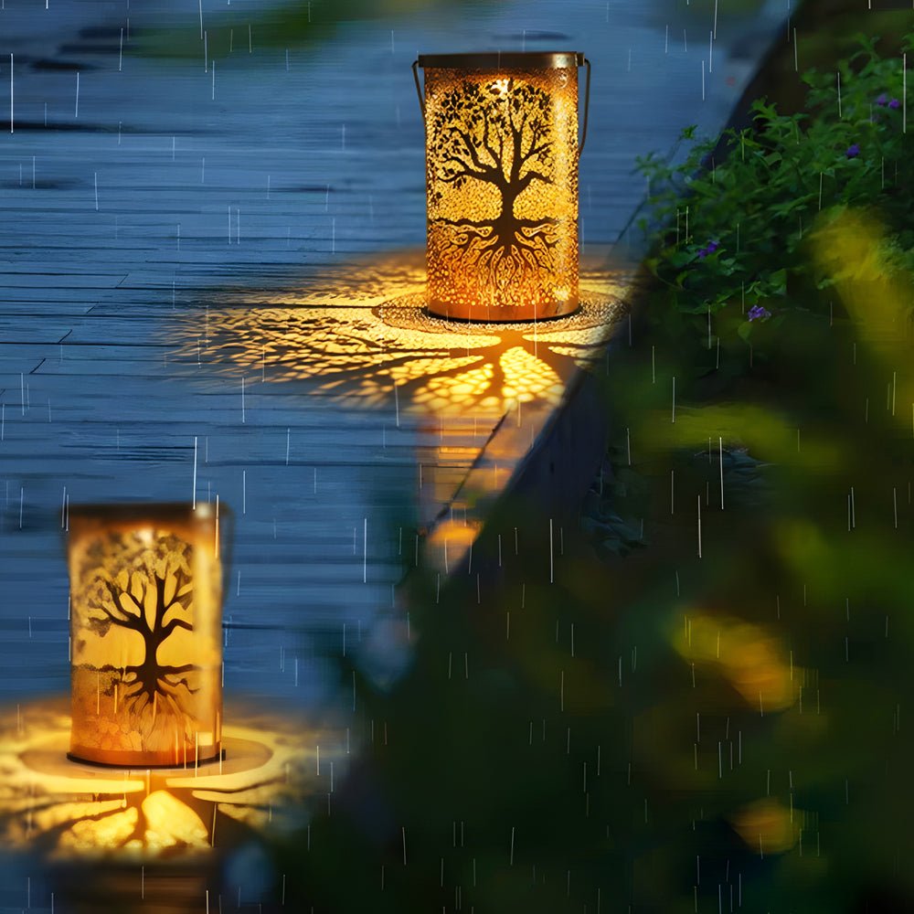 Solar Hanging Lantern – Tree Projection with Warm White Light and IP55