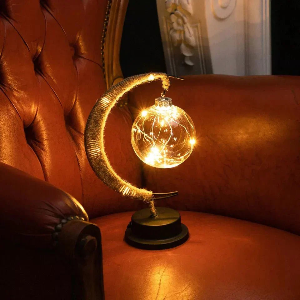 Cozy LED Glass Table Lamp with Warm Light in Moon Design