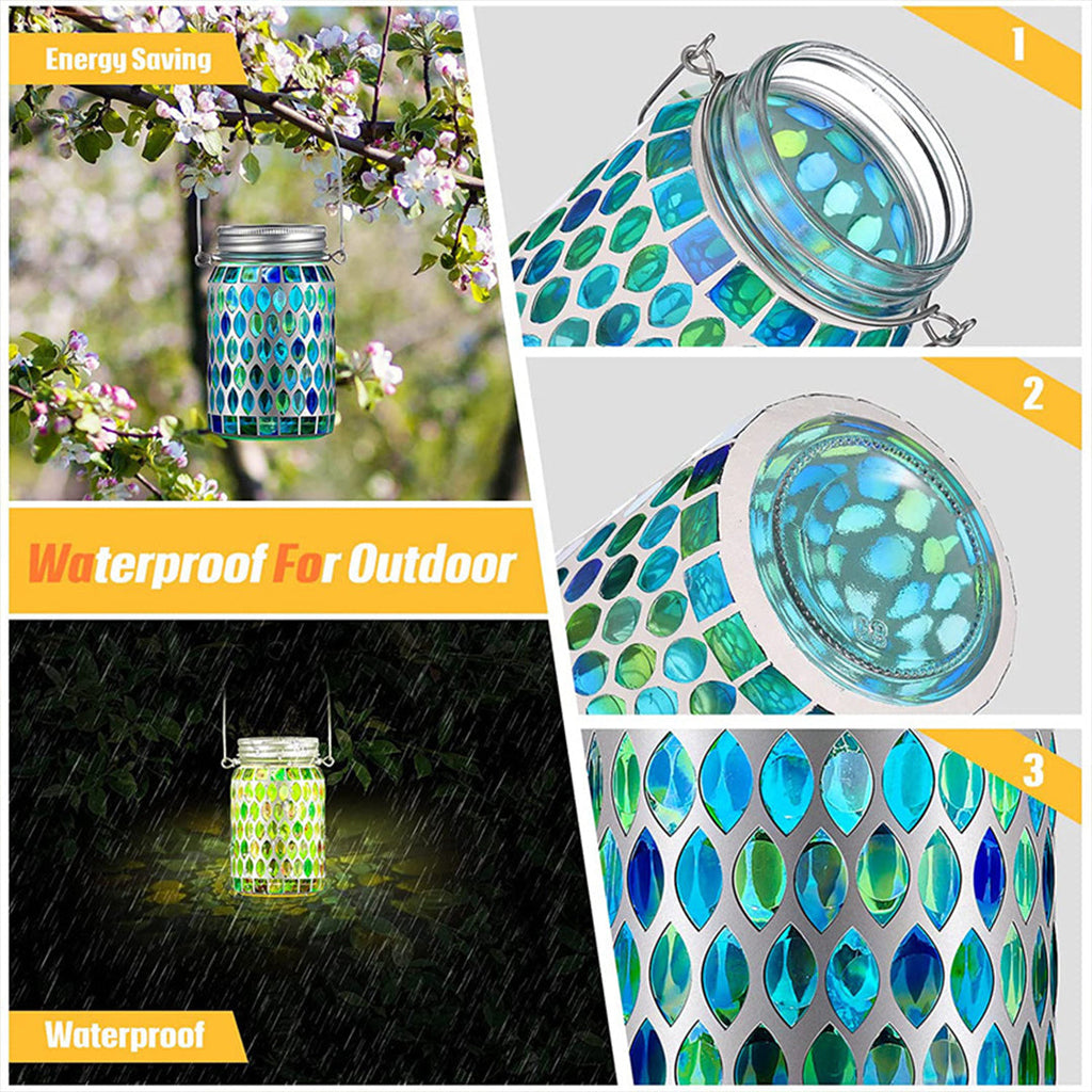Handmade Colored Solar Outdoor Lamp – Stained Glass with Magical Light Play