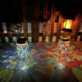 Handmade Colored Solar Outdoor Lamp – Stained Glass with Magical Light Play