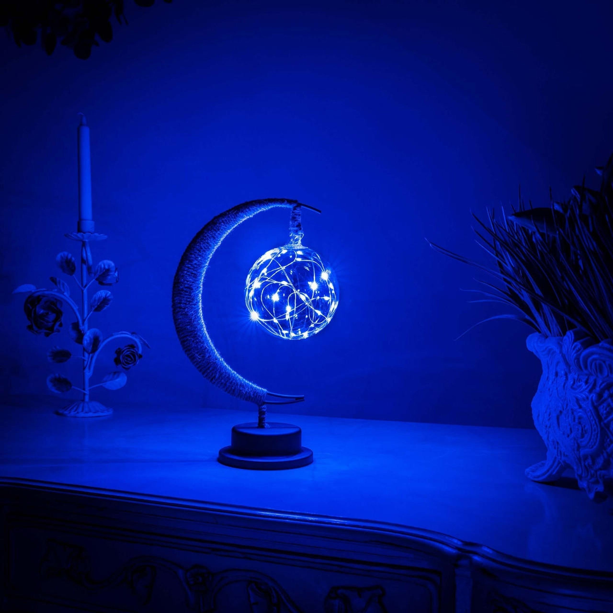 Cozy LED Glass Table Lamp with Warm Light in Moon Design
