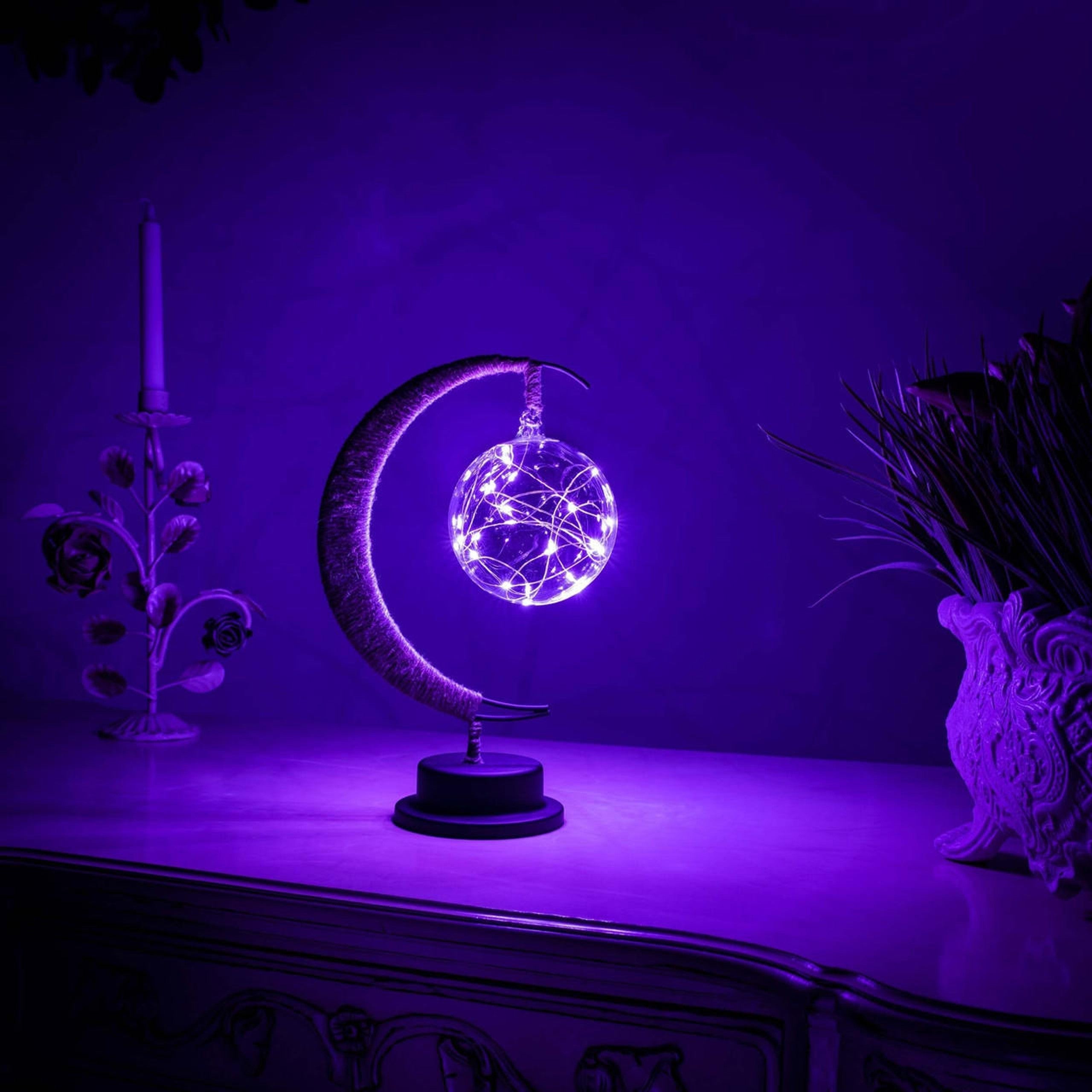 Cozy LED Glass Table Lamp with Warm Light in Moon Design